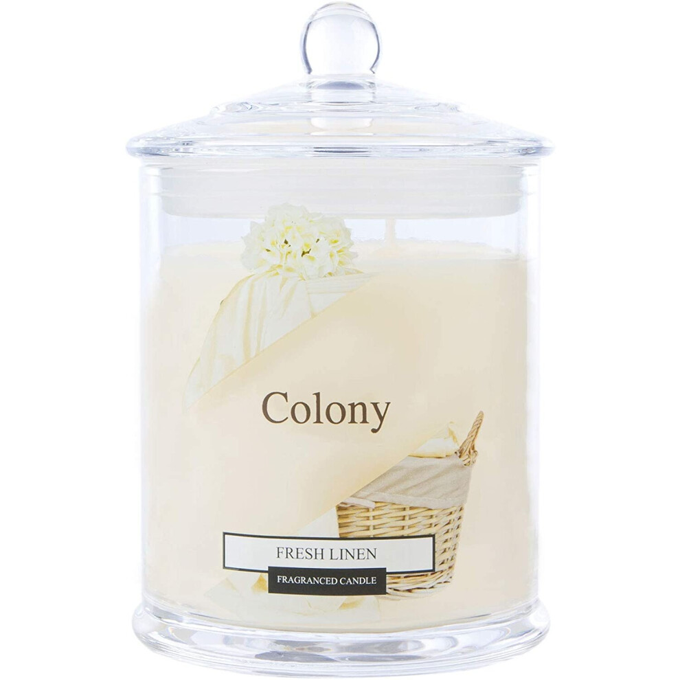 Wax Lyrical Colony Candle Large Jar Scented Fresh Linen, Up to 84 Hours Burn time