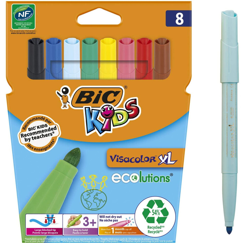 BIC Kids Visacolor XL Coloring Pens - Cardboard Case of 8