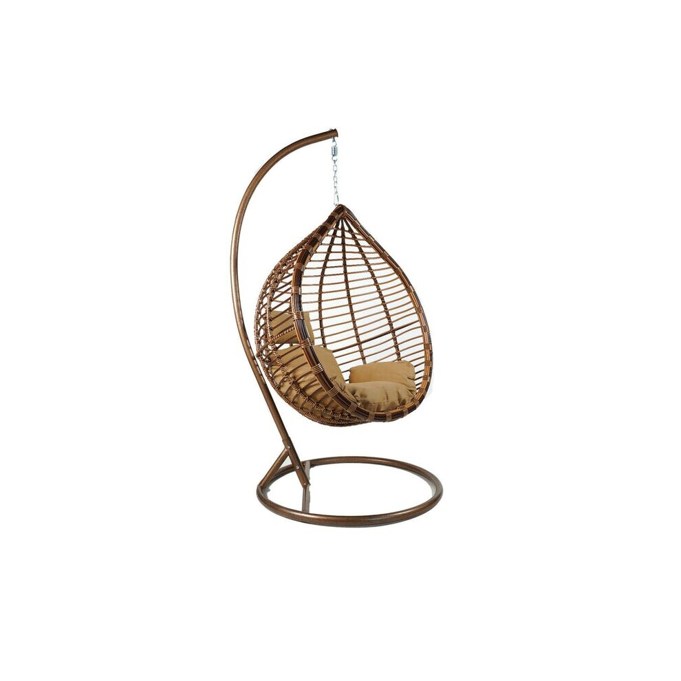 (Wooden, Large) CMY Hanging Swing Egg Chair with Stand wt Cushion