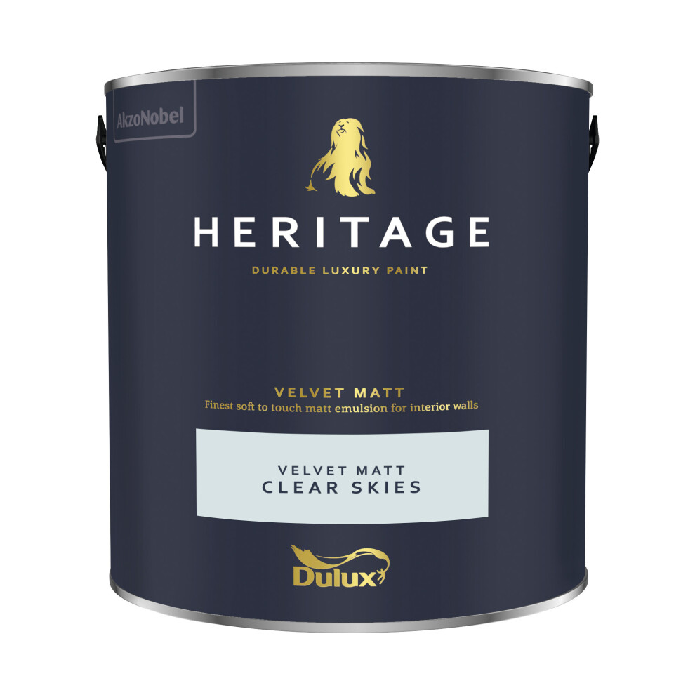 Dulux Heritage Clear Skies Velvet Matt Emulsion Paint 2.5L - Blue - Walls and Ceilings - Image 3