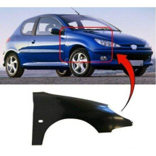 Peugeot 206 1998-2009 Front Wing Primed With Side Lamp Hole Driver Side 3/5Dr Hatchback