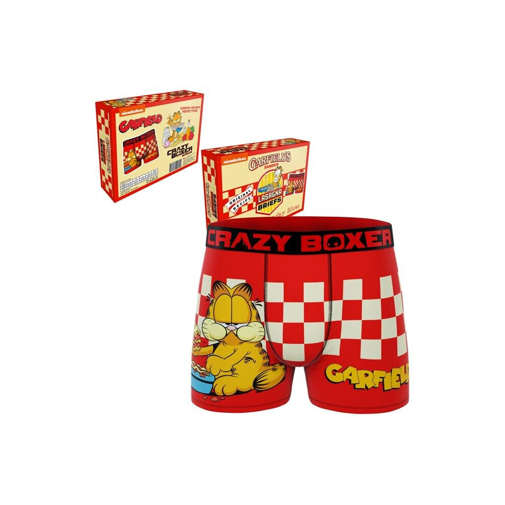 Pop Culture 824253-large-36-38 Crazy Boxers Garfield Lasagna Comic Boxer Briefs in Food Box, Large - 36-38