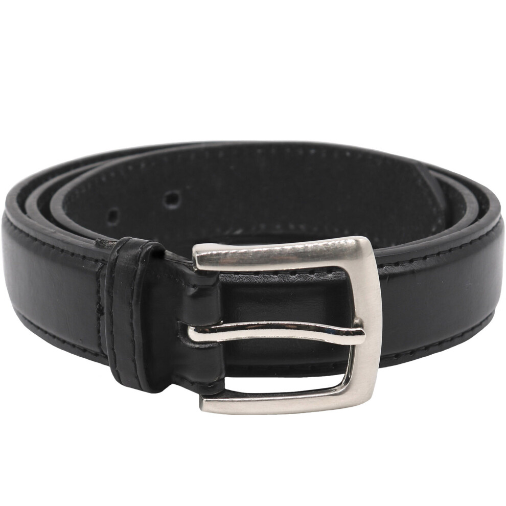 (56, Black) Duke D555 Mens Lewis Big Tall Kingsize Plain Square Buckle Leather Belt - Black