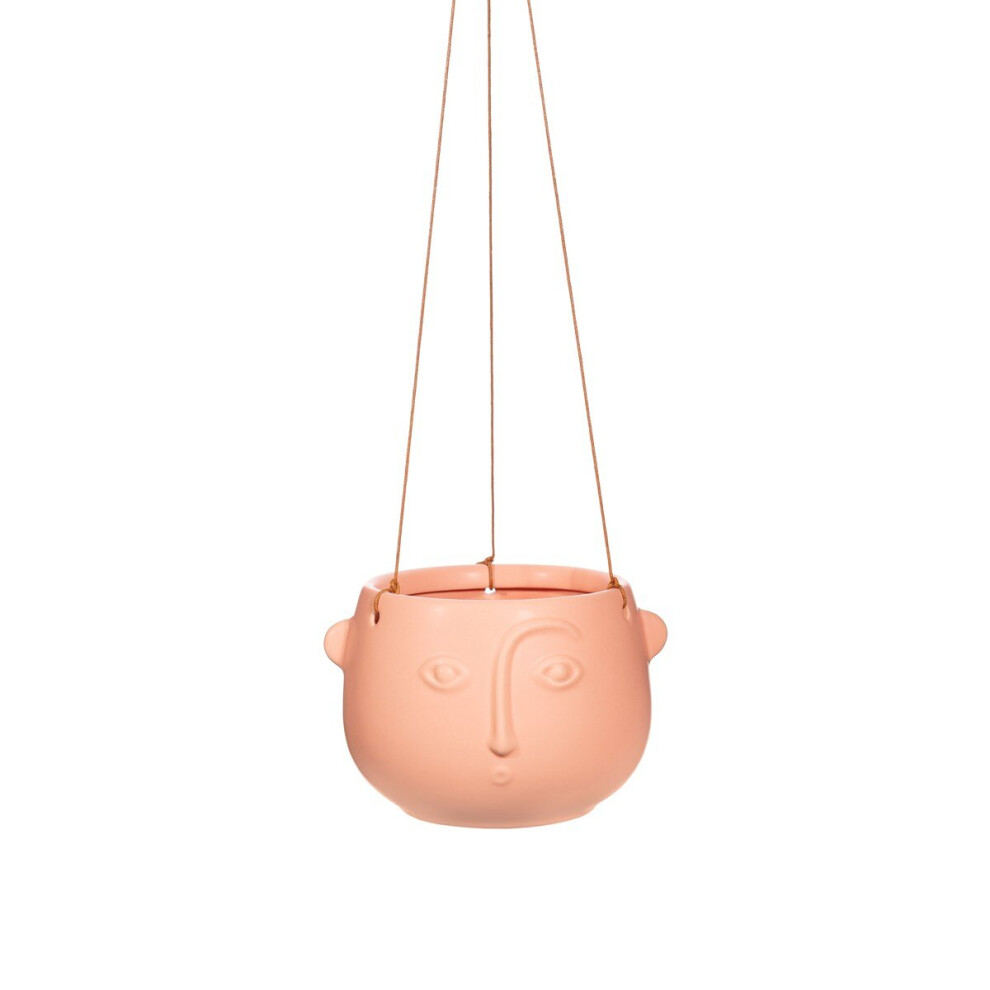 Face Hanging Planter Matt Pink