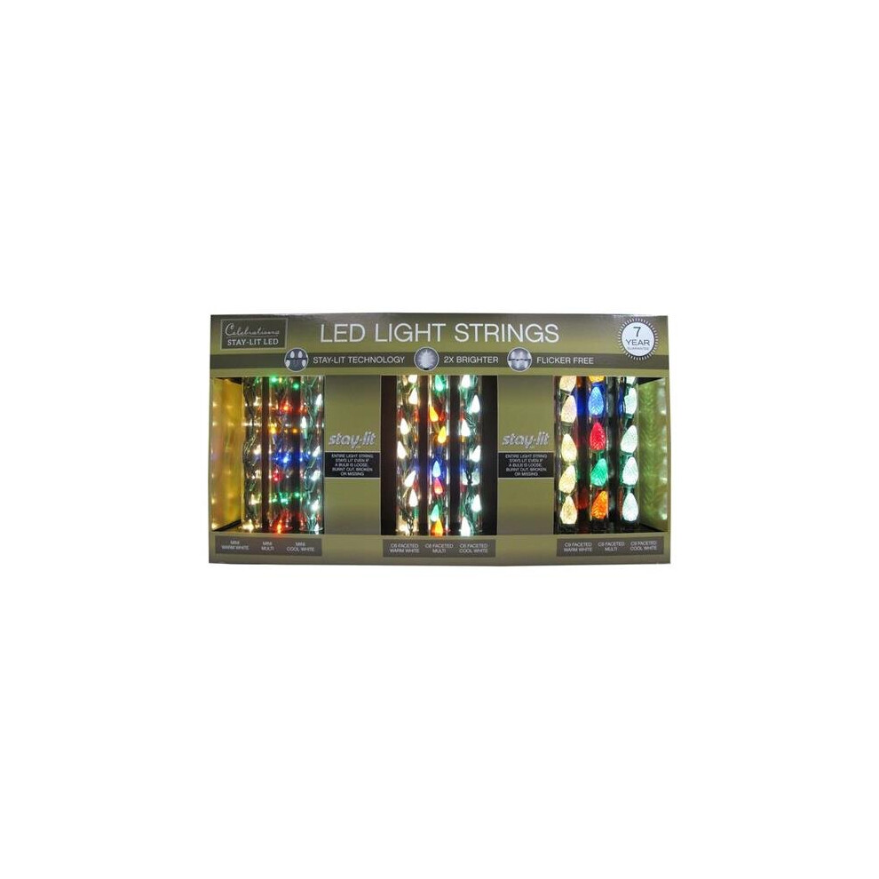 Celebrations 9070373 Staylit Displayer LED Christmas Lights, Multi Color