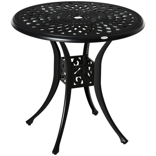 Outsunny 78cm Round Garden Dining Table with Parasol Hole Cast