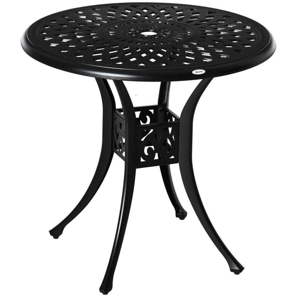 Outsunny 78Cm Round Garden Dining Table With Parasol Hole Cast