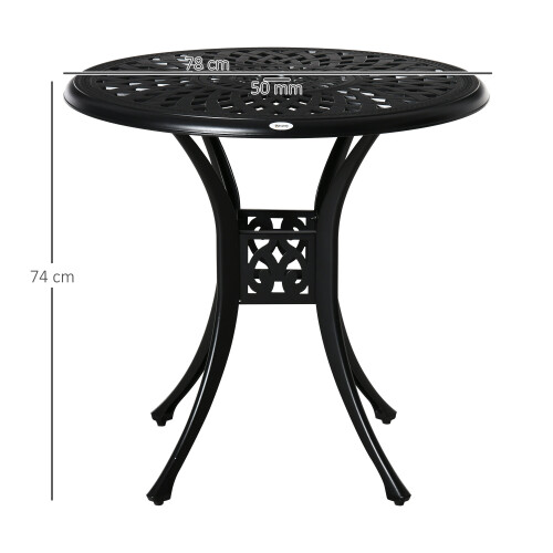 Outsunny Outsunny 78cm Round Garden Dining Table with Parasol Hole Cast 1