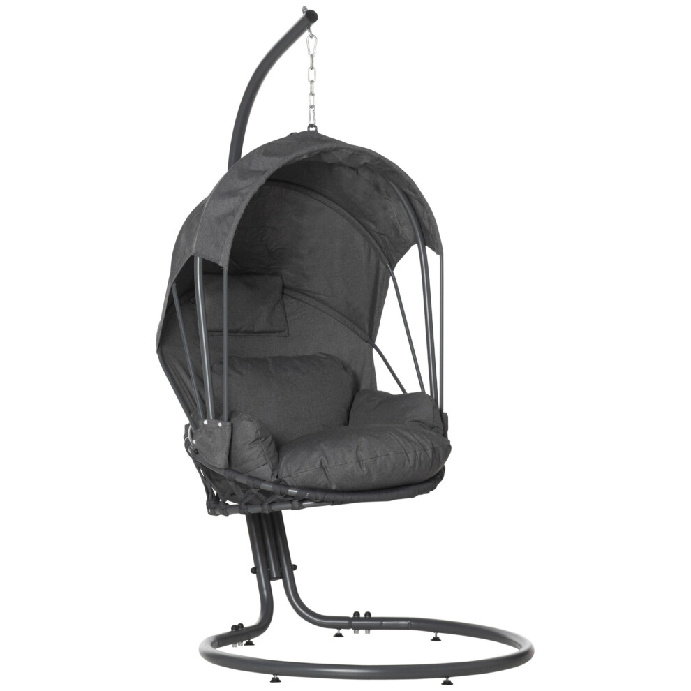 Outsunny Hanging Egg Chair Swing Hammock Chair w/ Stand Retractable