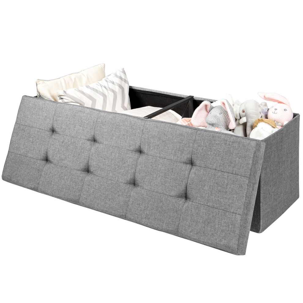 120L Fabric Folding Storage Ottoman Storage Chest Divider Bed End Bench