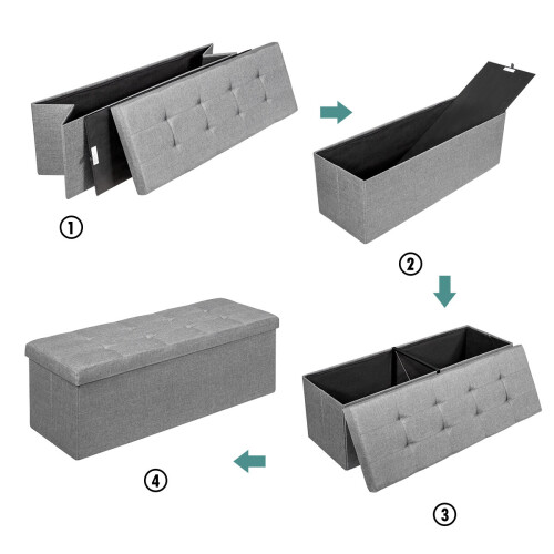 Costway 120L Fabric Folding Storage Ottoman Storage Chest Divider Bed End Bench 1