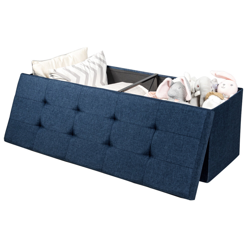 120L Fabric Folding Storage Ottoman Storage Chest Divider Bed End Bench