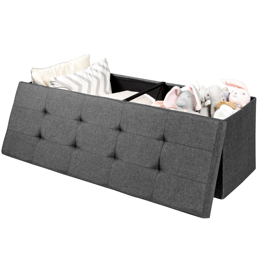 120L Fabric Folding Storage Ottoman Storage Chest Divider Bed End Bench