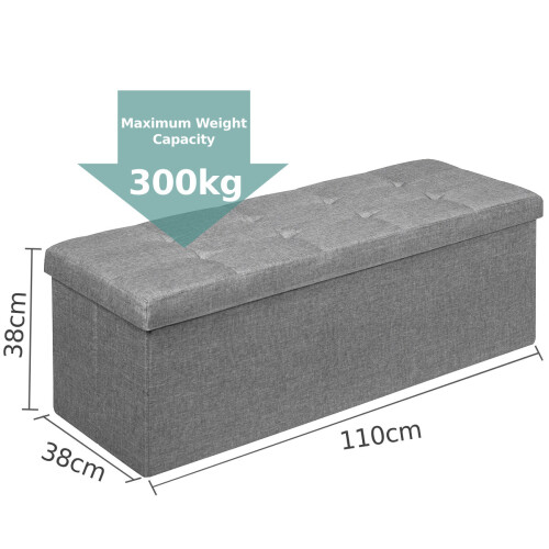 Costway 120L Fabric Folding Storage Ottoman Storage Chest Divider Bed End Bench 2