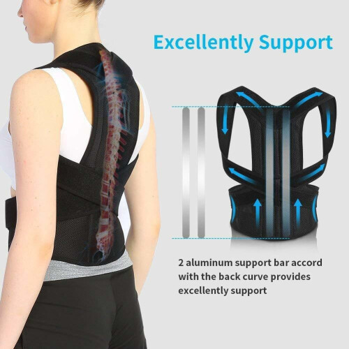 Back Brace Posture Corrector, Shoulder Lumbar Waist Support Size L