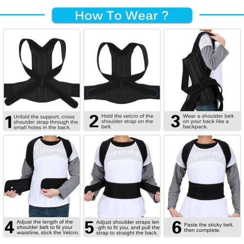 Back Brace Posture Corrector, Shoulder Lumbar Waist Support Size L 1