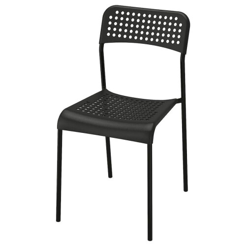 Ikea Adde Chair Tufted Seat Steel Legs Kitchen Office Study Black