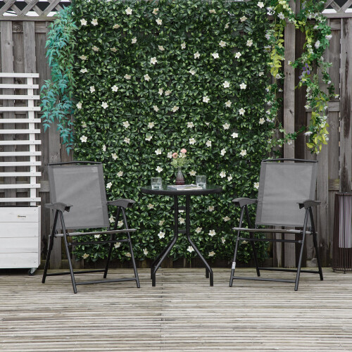 Outsunny Outsunny Patio Bistro Set Folding Chairs Garden Coffee Table Grey 2