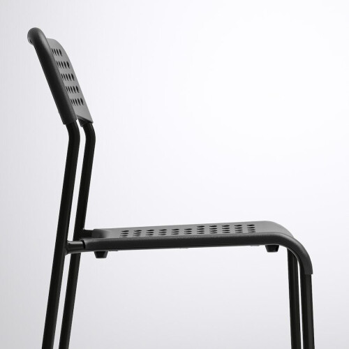 Ikea Adde Chair Tufted Seat Steel Legs Kitchen Office Study Black 1