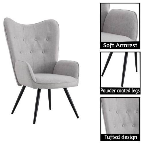 Spot On Dealz Modern Linen Grey Armchair sofa with footstool G-0508 1