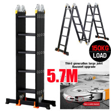 5.7M Heavy Duty Multi-Purpose Aluminium Folding Telescopic Ladder Step