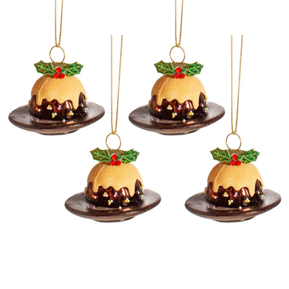 Christmas Pudding Shaped Bauble (Set of 4)