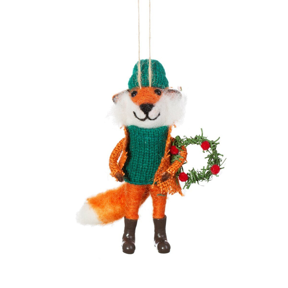 Widdop And Co. Fox With Wreath Felt Decoration