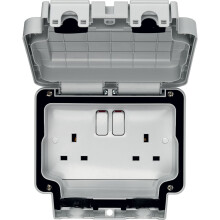 Hager WXPSS82 Weatherproof Switch Socket IP66 13 Amp - 2 Gang