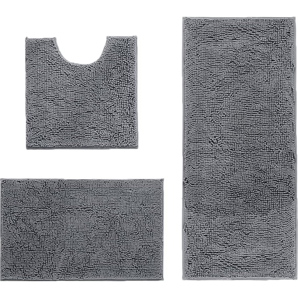 Bathroom Mat, Bathroom Non-slip Mat, Bath Mat Set 3 Pieces Absorbent Non-Slip Bath Mat Toilet