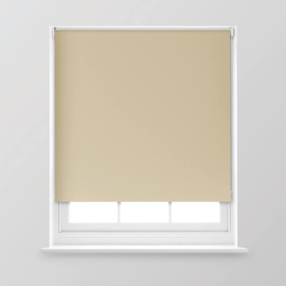 (Natural, 180cm x 170cm (70.8" x 66.9") (6FT)) A.Unique Home Premium Trimmable Thermal Blackout Roller Window Blind in a Variety of Colours and Sizes