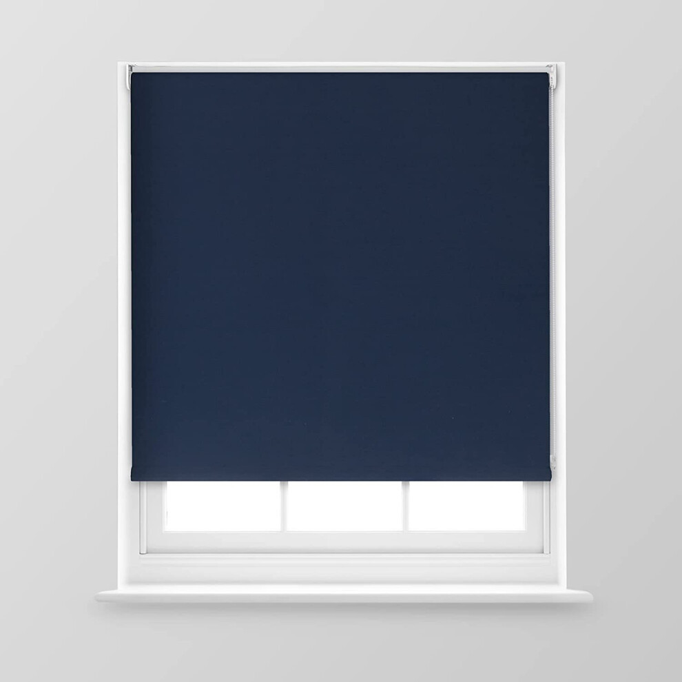 (Navy, 120cm x 170cm (47.2" x 66.9") (4FT)) A.Unique Home Premium Trimmable Thermal Blackout Roller Window Blind in a Variety of Colours and Sizes Ide