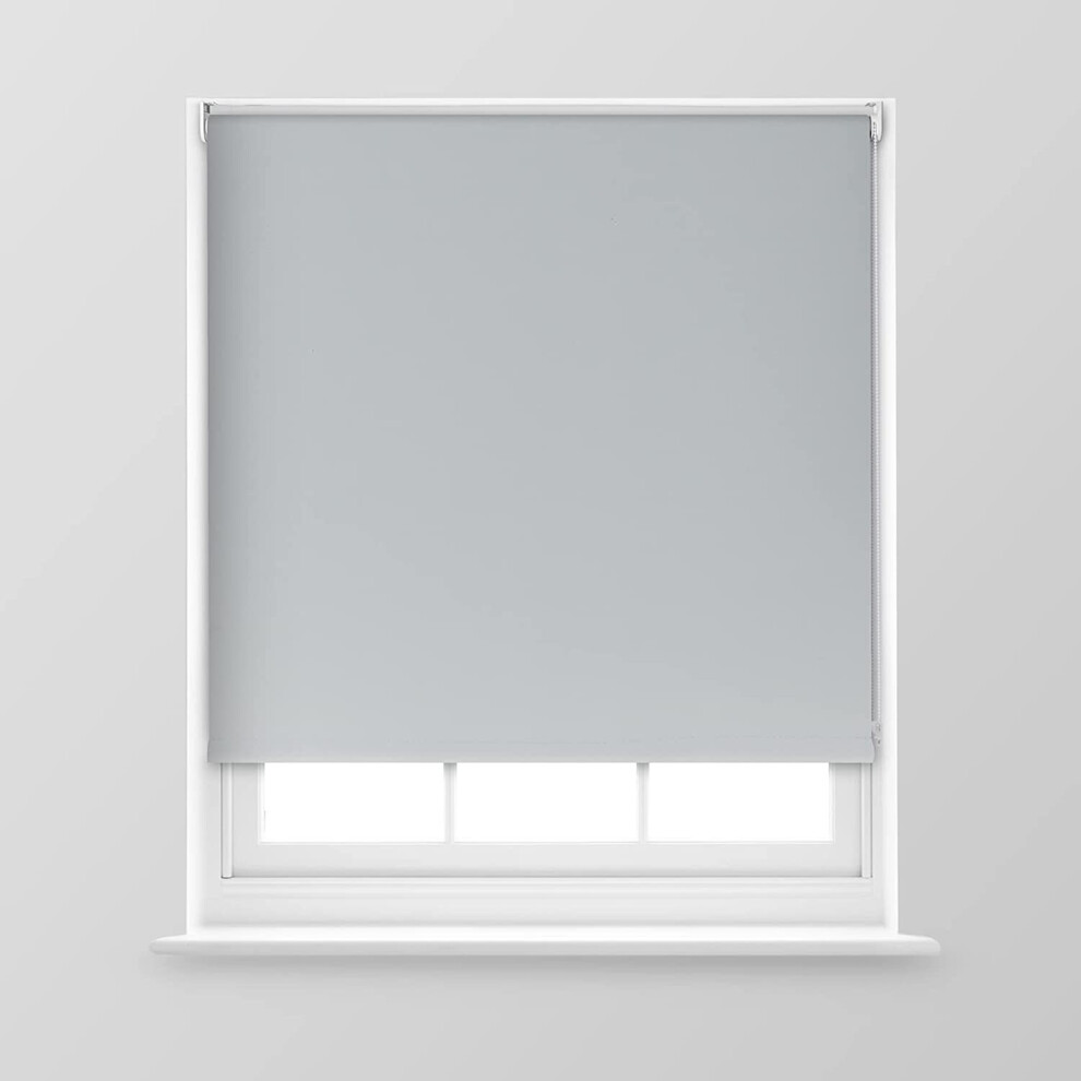 (Grey, 120cm x 170cm (47.2" x 66.9") (4FT)) A.Unique Home Premium Trimmable Thermal Blackout Roller Window Blind in a Variety of Colours and Sizes Ide