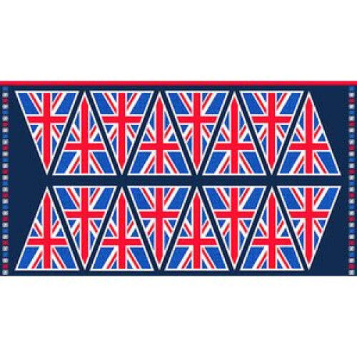 Union Jack Flags Bunting 100% Cotton Quilting Panel Fabric