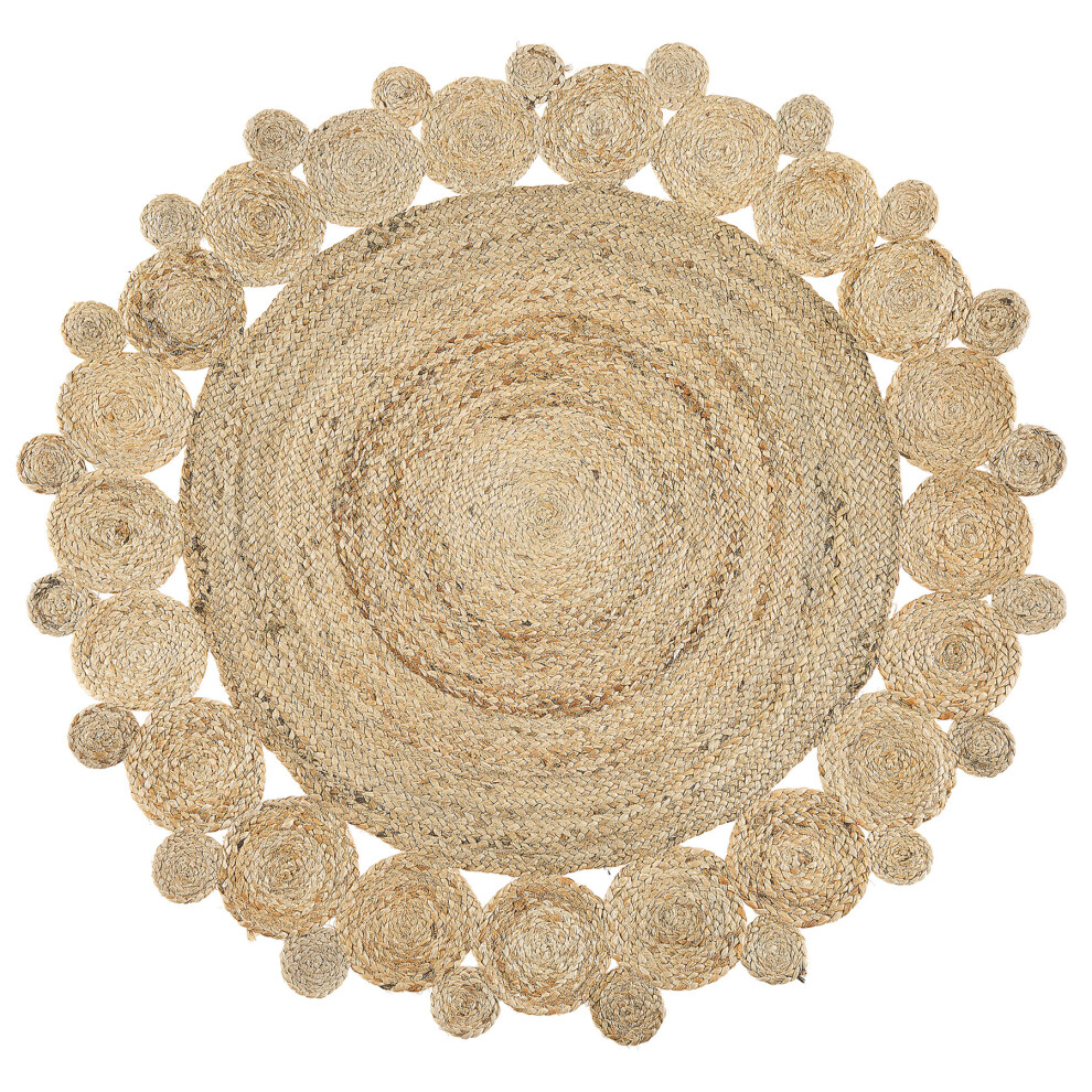 Round Jute Area Rug ø 120 cm Beige GOLGEN