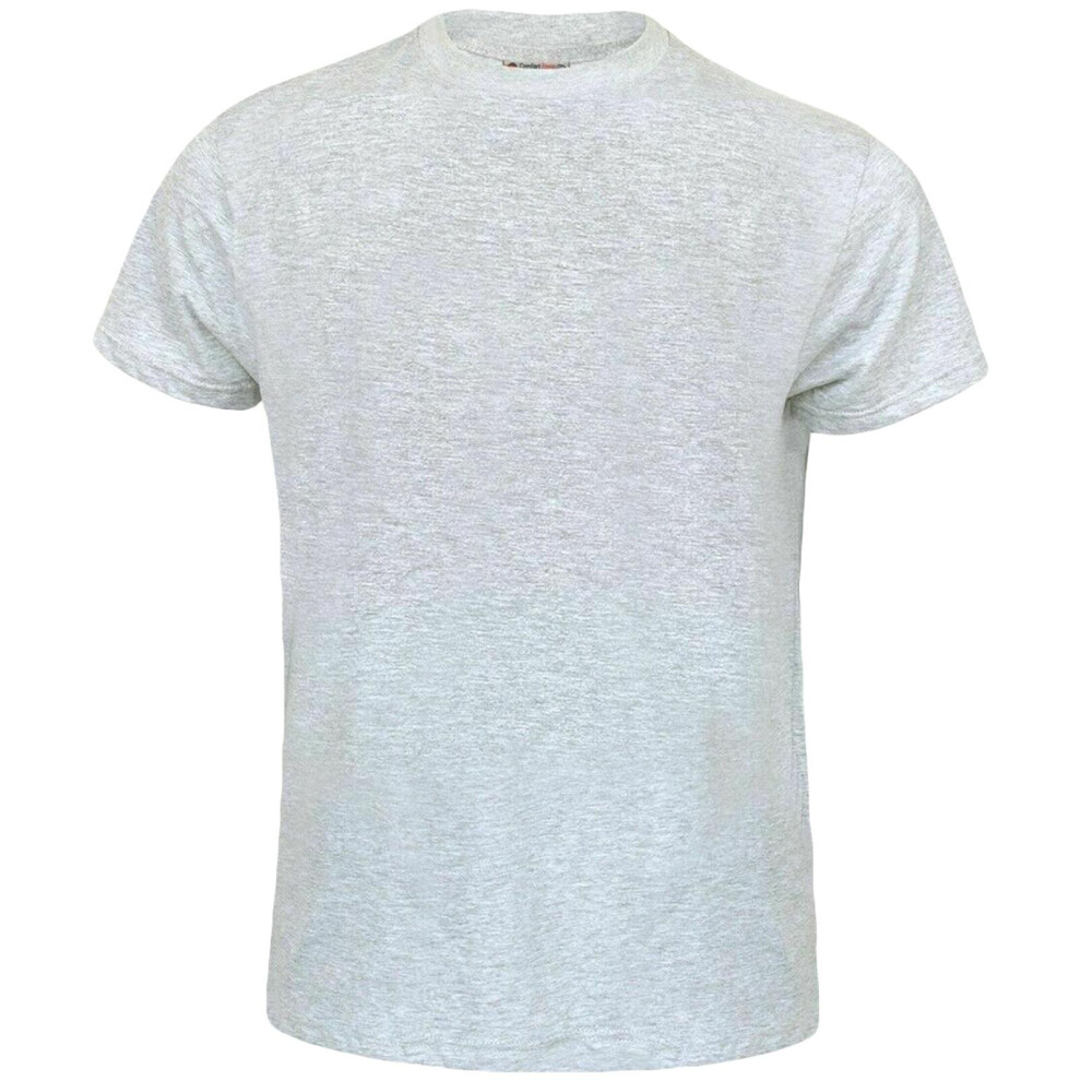 (Grey, S) Mens Plain T Shirt Short Sleeve Casual Cotton Top