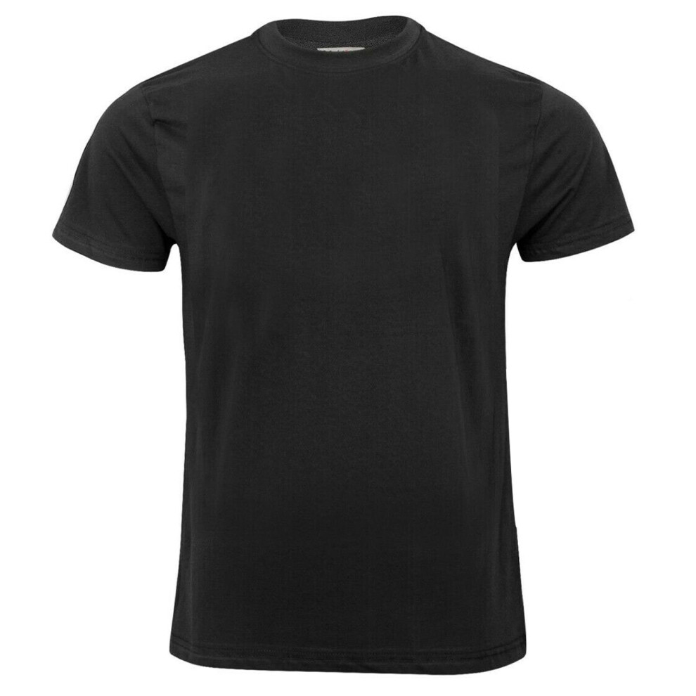 (Black, M) Mens Plain T Shirt Short Sleeve Casual Cotton Top