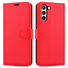 (Red) For Samsung Galaxy S22 Leather Wallet Case