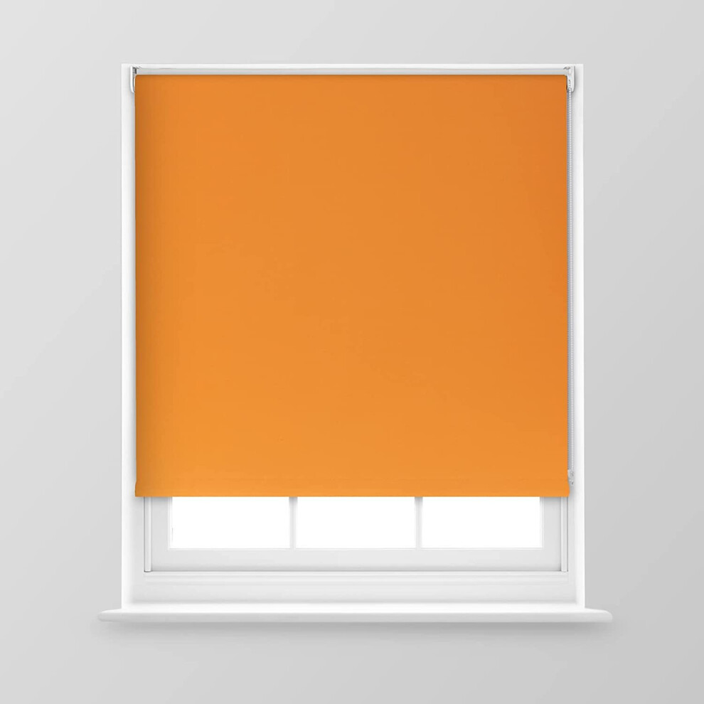 (Orange, 150cm x 170cm (59" x 66.9") (5FT)) A.Unique Home Premium Trimmable Thermal Blackout Roller Window Blind in a Variety of Colours and Sizes Ide