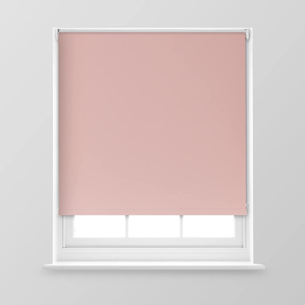 (Pink, 180cm x 170cm (70.8" x 66.9") (6FT)) A.Unique Home Premium Trimmable Thermal Blackout Roller Window Blind in a Variety of Colours and Sizes Ide