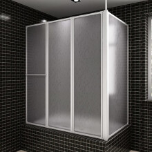 Shower Bath Screen Wall Door 4 Panels Foldable L Shape 70 x 120 x 137 cm