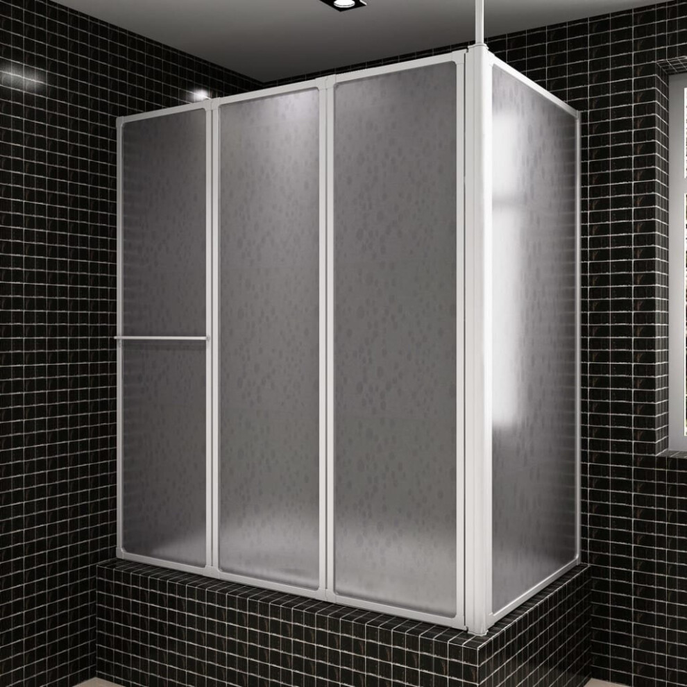 Shower Bath Screen Wall Door 4 Panels Foldable L Shape 70 x 120 x 137 cm