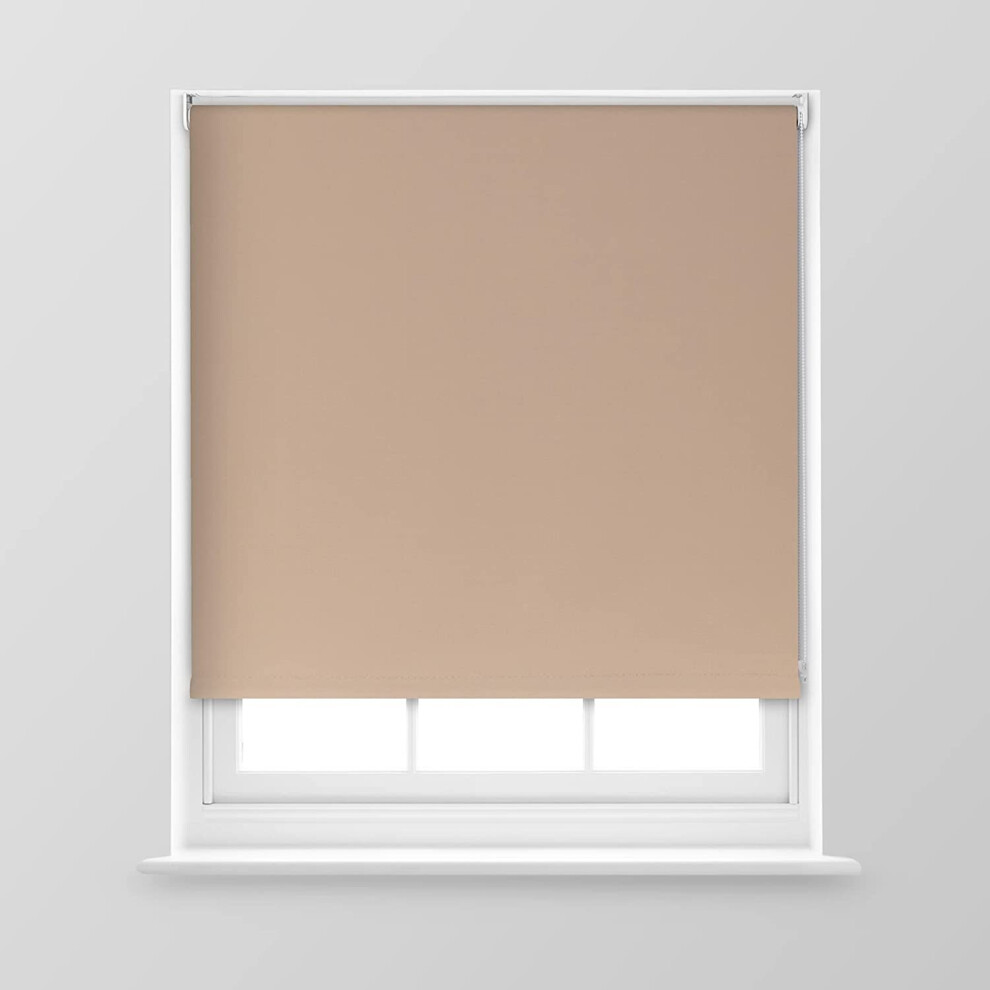 (Mocha, 120cm x 170cm (47.2" x 66.9") (4FT)) A.Unique Home Premium Trimmable Thermal Blackout Roller Window Blind in a Variety of Colours and Sizes Id