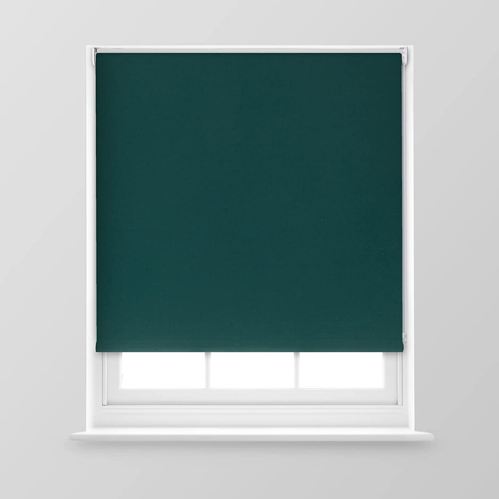 (Dark Green, 60cm x 170cm (23.6" x 66.9") (2FT)) A.Unique Home Premium Trimmable Thermal Blackout Roller Window Blind in a Variety of Colours and Size