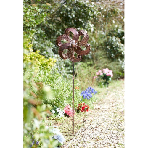 Smart Garden Zephyr Wind Spinner Garden Solar LED Colour Change Globe Bronze Stake 5704002