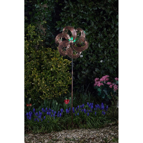 Smart Garden Zephyr Wind Spinner Garden Solar LED Colour Change Globe Bronze Stake 5704002 1