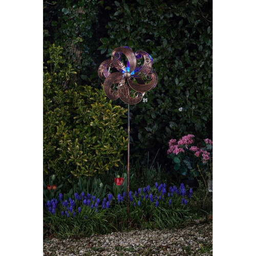 Smart Garden Zephyr Wind Spinner Garden Solar LED Colour Change Globe Bronze Stake 5704002 2