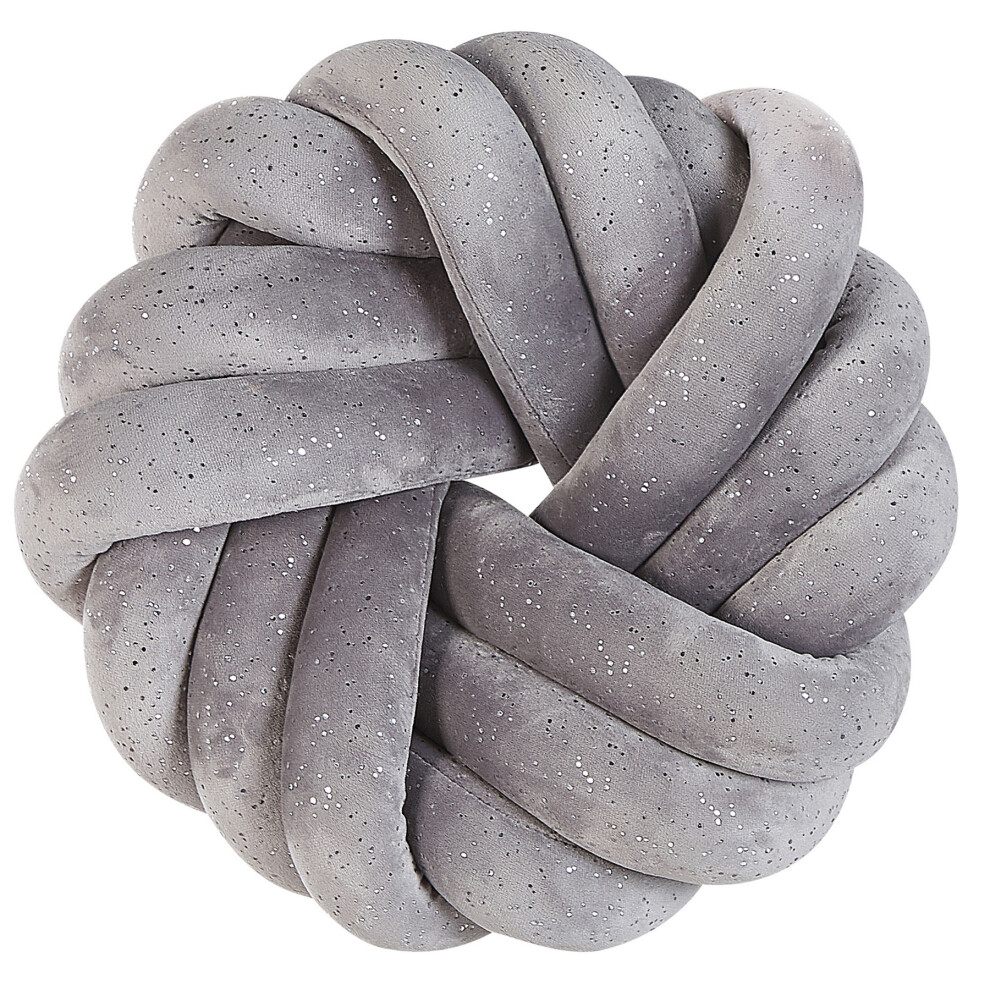 Velvet Knot Cushion with Glitter 30 x 30 cm Grey AKOLA