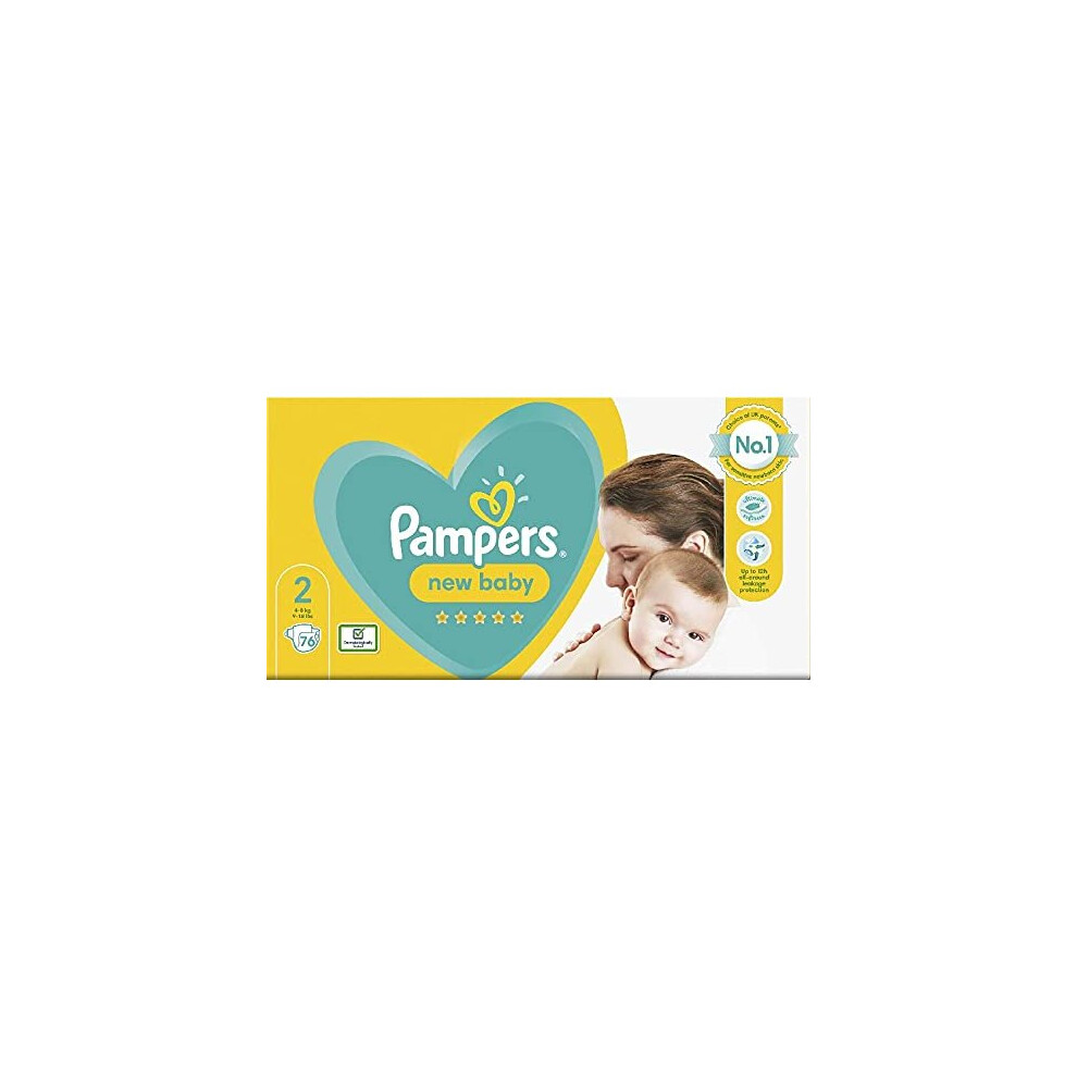 Pampers Size 2 New Baby Baby Nappies, 76 Count, Baby Essentials For Newborn (4-8 Kg / 9-18 lbs)