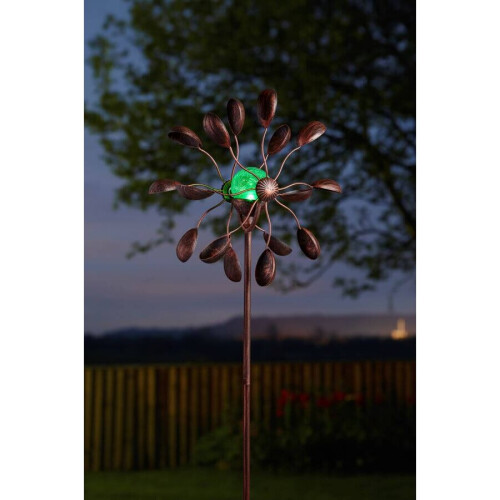 Smart Garden Gemini Wind Spinner Solar LED Crackle Colour Change Globe Bronze Stake 5030040 2