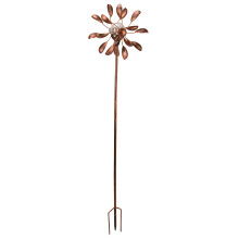 Gemini Wind Spinner Solar LED Crackle Colour Change Globe Bronze Stake 5030040